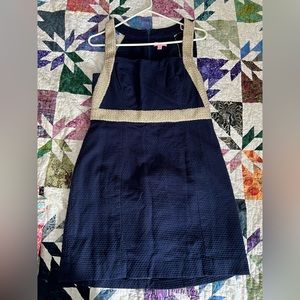 EUC Sz 10 Navy & Gold dress